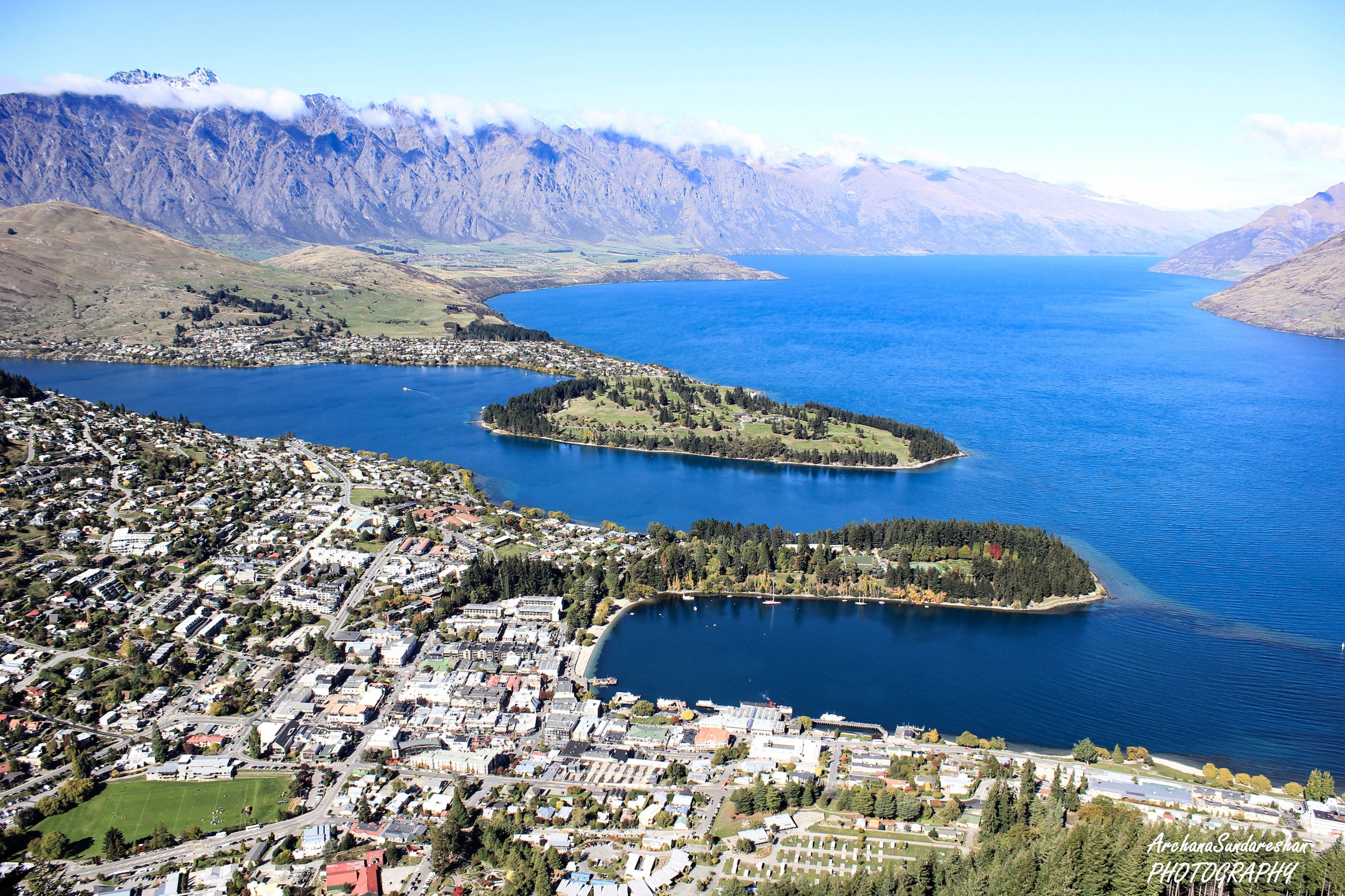 View from Queenstown Gondola - Lake Wakatipu, Remarkables and City